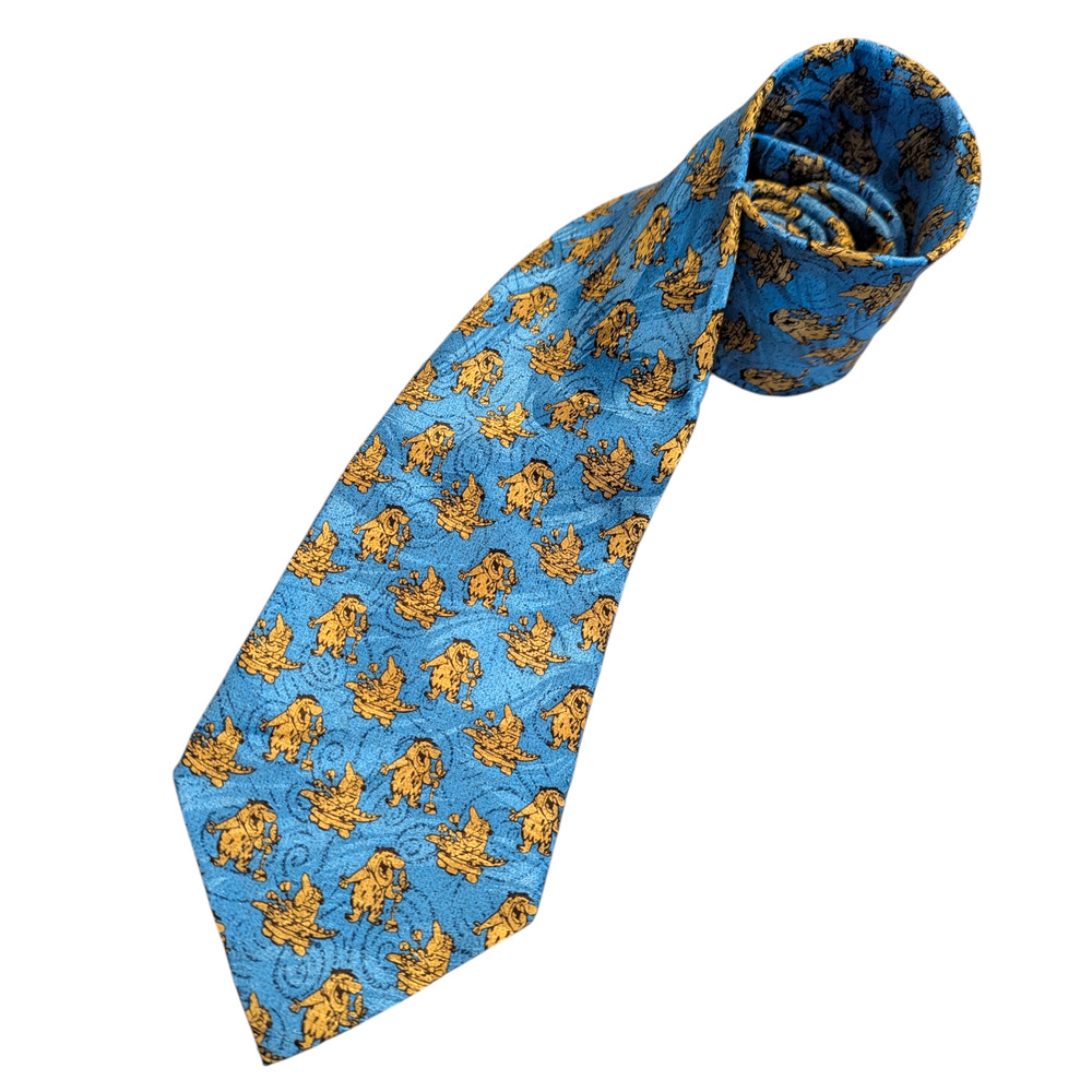 HANNA BARBERA Teal Blue Fred Flintstone Necktie Vintage 1995 Tie Men's